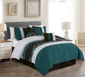 Chezmoi Collection 840079175670 Napa 7-piece Luxury Leaves Scroll Embroidery Bedding Comforter Set Oversized