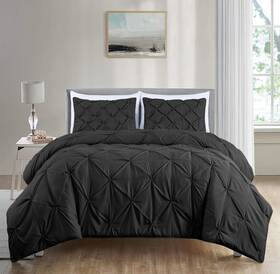 B014gfse16 Chezmoi Collection Berlin Black Pinch Pleat King Comforter Set 3-piece Comf
