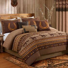 B06x15vyqg Chezmoi Collection Sedona 7-piece Southwestern Wild Horses Microsuede Bedding