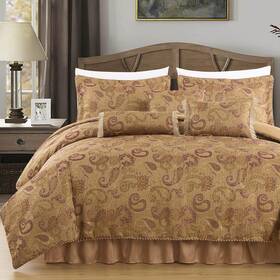 B07vxykmn2 Chezmoi Collection Adelle 7-piece Paisley Jacquard Embroidered Comforter