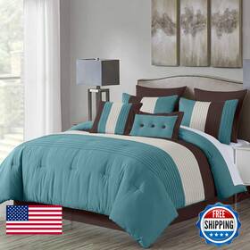 B0ckm3nfy4 Chezmoi Collection Loft 8-piece Luxury Striped Comforter Set Full