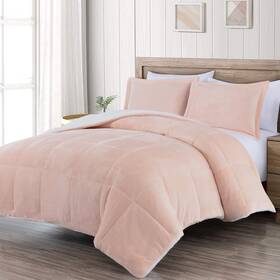 Fs200-com-blush-king Chezmoi Collection Ultra-soft Micromink Sherpa Comforter Set With 2 Pillow Sh