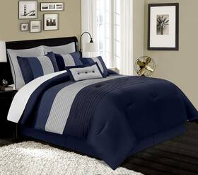 Loft-com-navy-king1 Chezmoi Collection Loft 8-piece Luxury Striped Comforter Set King