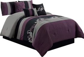 Napa-com-purple-queen1 Chezmoi Collection Queen 7-piece Comforter Set - Luxury Floral Embroidered Bedding All-season