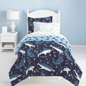 2d871301bl Chf Industries Inc Dream Factory Sharks Twin 5 Piece Comforter Set Printed Pattern Polyester Mic