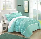 Chic Home 3 Piece Betsy Pleats And Ruffled Duvet Cover Set King Aqua 840444138101