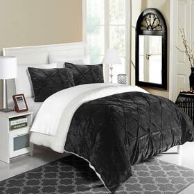 B016n08qcy Chic Home 3 Piece Josepha Pinch Pleated Ruffled And Pintuck Sherpa Lined King