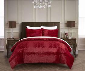 Bcs33109-an Chic Home Amara 3 Piece Comforter Set Embossed Mandala Pattern Faux Fur Microfib