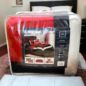 Cs1455 Chic Home Duke Comforter 10 Pc Set King Red Black And White New In Bag