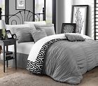 Chic Home New 7 Piece Lessie Pleated Contemporary Comforter Set Silver Queen 840444128232