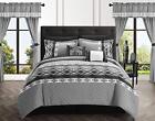 Chic Home Safforn 20 Piece Comforter Set Color Block Geometric Ikat Embroidered