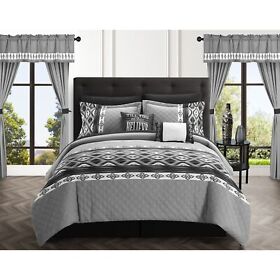 Chic Home Sevrin 20 Piece Comforter Set Color Block Black Queen