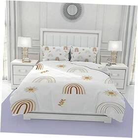 Chigua 724863149101 3 Pieces Polyester Fabric Duvet Bed Cover Full Boho Rainbow With Sun