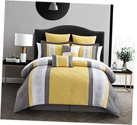 35ck111-an Chirf 8-piece Embroidery Comforter Set King Livingston Yellow