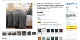 Chixpace 766390615155 Fluffy King Comforter Set - Luxury Fuzzy Brushed Plaid Pattern Bedding