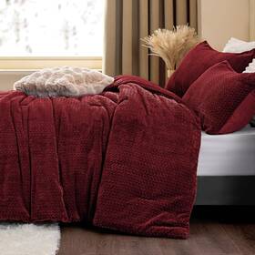 B0d53jqjs7 Chixpace King Fluffy Faux Fur Comforter Set - Burgundy Leaves Pattern Ultra-sof