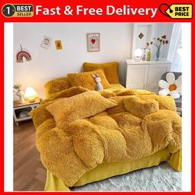 Chovy 744759640086 Faux Fur Plush Ginger Yellow Comforter Sets Twin/full Size - Ultra Soft