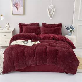 B0bjq4nsw9 Chovy Faux Fur Plush Wine Red King Comforter Set 3 Pc Ultra Soft Fluffy Velvet