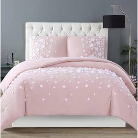 77525972 Christian Siriano Confetti Flowers Full/queen Duvet Cover Set Blush Pink