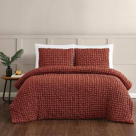 Cs5621rufq-1500 Christian Siriano Comforter Set Full/queen Microfiber Solid Color Orange 3-piece