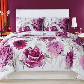 Christian Siriano Ny 783048106773 Remy Floral 3 Piece Comforter Set White/pink Twin Xl