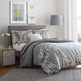 215672 City Scene Bedding Sets Full/queen Modern 3-piece Botanical Soft Cotton Gray