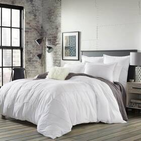 221925 City Scene Courtney 2-piece White Striped Plush Microfiber Twin Comforter Set