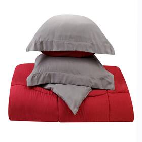 B00iaqypdy Clara Clark Vanduscomf-gray/red-king 3-piece Goose Down Alternative Reversible