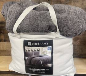 Cococozy 887719232393 3-piece Comforter Set Plush Boucl Textured Hypoallergenic - Queen New
