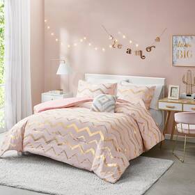 Codi 086569782199 Girls Comforter Set Twin Size Pink And Gold Girl Bedding Sets For Teens