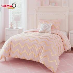 Amfba10-0479 Codi Twin Comforter Set For Teen Girls 3-piece Pink And Gold Bedding Warm