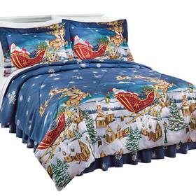 Ar09227 Collections Etc Reversible All Thru The Night Comforter Set With Bedskirt