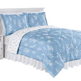 Asu25c015 Collections Etc Reversible Floral And Leaf Pattern 3-piece Comforter Set