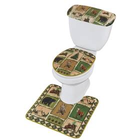 Cofa240468 Collections Etc Northwoods Patchwork Aztec Border 3-piece Commode Set