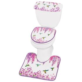 Cosp250554 Collections Etc Colorful Hummingbird Purple Wisteria 3-piece Commode Set