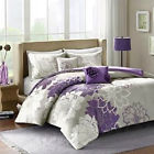 Colormate King Size Bed Set Comforter Bedding Decor Complete Floral Purple Gray 5 Piece 0761691115243