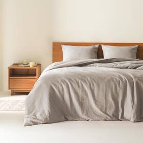 Comfort Spaces 022164334159 Taupe King Comforter Set - 3 Pieces Breathable Dotted Weave Texture