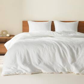 Comfort Spaces 022164334210 White King Comforter Set - 3 Pieces Breathable Dotted Weave Texture