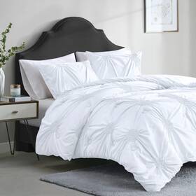 Comfort Spaces 086569538697 Comforter Set - Elastic Ruched Medallion Design Modern Bedding All Season Co