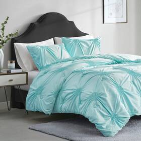 Comfort Spaces 086569545831 Comforter Set - Elastic Ruched Medallion Design Modern Bedding All Season Co
