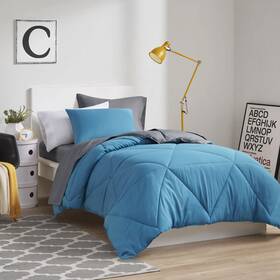 Comfort Spaces 086569788450 Vince Reversible Bed In A Bag - Trendy Casual Geometric Quilted Cover All Se