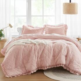 168783efd3d682 Comfort Spaces Ruffle Shabby Chic 3-piece Comforter Set Blush Pink Full / Queen