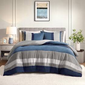 168792f7012cb8 Comfort Spaces 3-piece Luxe Microsuede Comforter Set Blue Multi Full / Queen