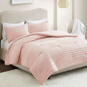 Cs10-1074 Comfort Spaces Cotton Comforter Set Jacquard Pom-pom Tufts Design Down Alternat