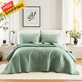 Cs13-1499 Comfort Spaces Sage Green Oversized Bedspread Queen 102 Inch X118