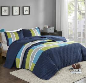 Cs14-0862-1 Comfort Spaces Full/queen Size Quilt Set Navy/blue - 3pc