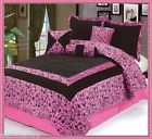 Holiday7pc Comforter Black Queen Zebra Pink Animal Fur Hot Print Faux Luxury
