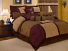 Comforter Modern King 7pcs Cal Patchwork Prices Burgundy Brown Set Microsuede