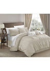 F051908 Comforter Queen Chic Francesca Pleated Set Home 7 Piece Beige