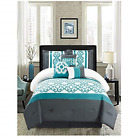 Comin18ju034107 Goldenlinens Golden Linens Turquoise Pcs Embroidery Comforter Set 5481268472436